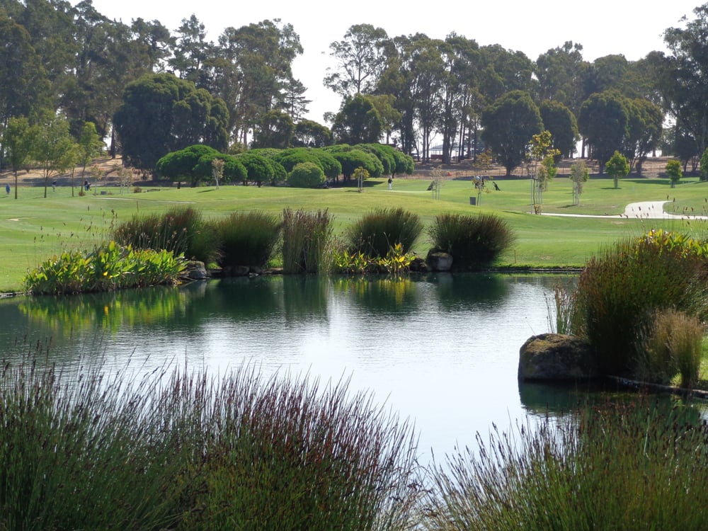 18th hole with water feature at Poplar Creek Golf Club